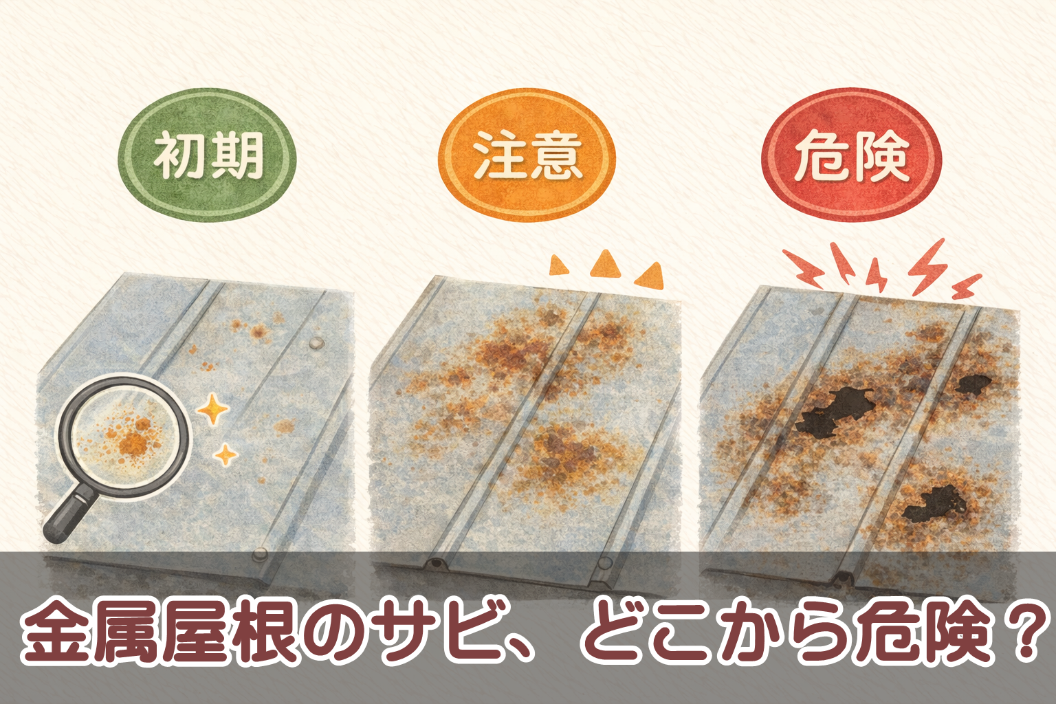 金属屋根（ガルバリウム鋼板・トタン）に発生するサビの種類と危険度の違い