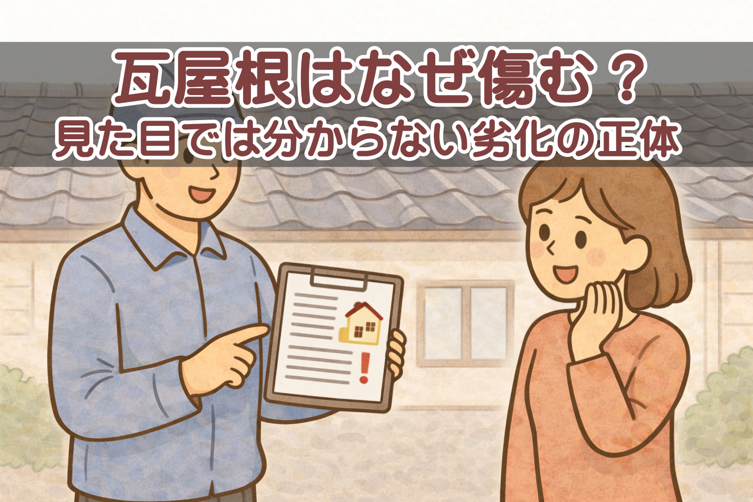 瓦屋根全体の様子と劣化が起こる前提を示す住宅の外観