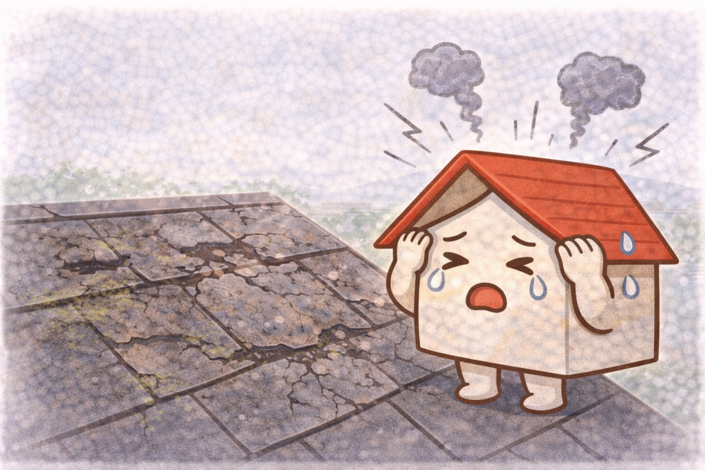 京都の気候を考慮しない屋根施工によるリスクのイメージ
