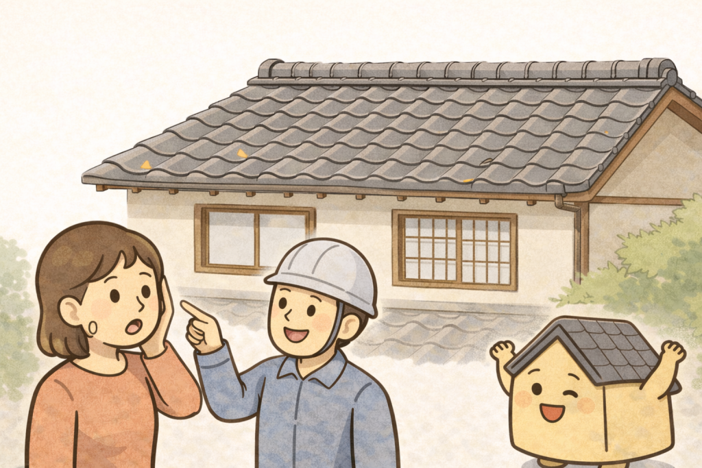 下から見て分かる瓦屋根のズレや歪みのチェックポイント