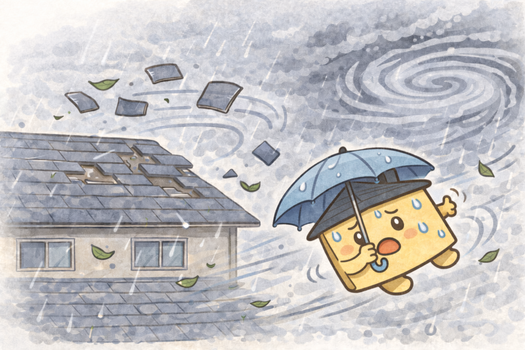 台風によるスレート屋根の被害