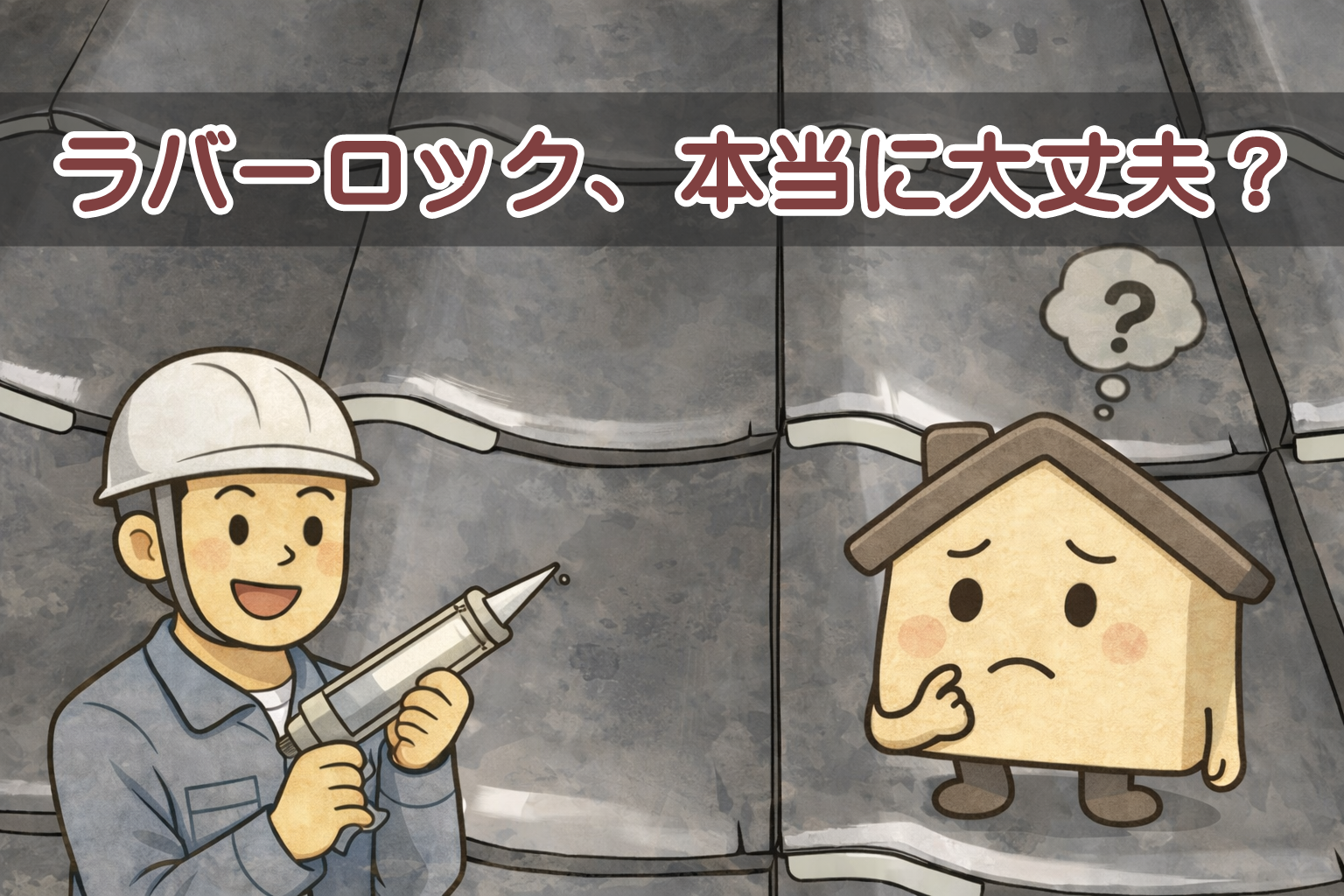 ラバーロック工法の正しい施工と失敗例を比較した瓦屋根のイメージ