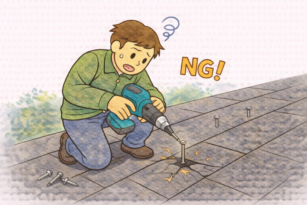 釘補修によるスレート屋根トラブル