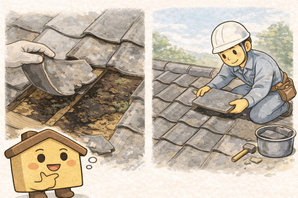 瓦屋根トラブルの原因となる表面劣化と内部劣化の違い