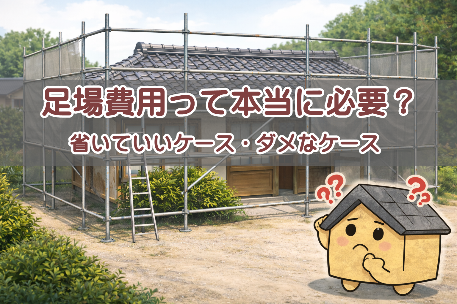 瓦屋根工事で足場費用が必要なケースを解説する記事のアイキャッチ画像