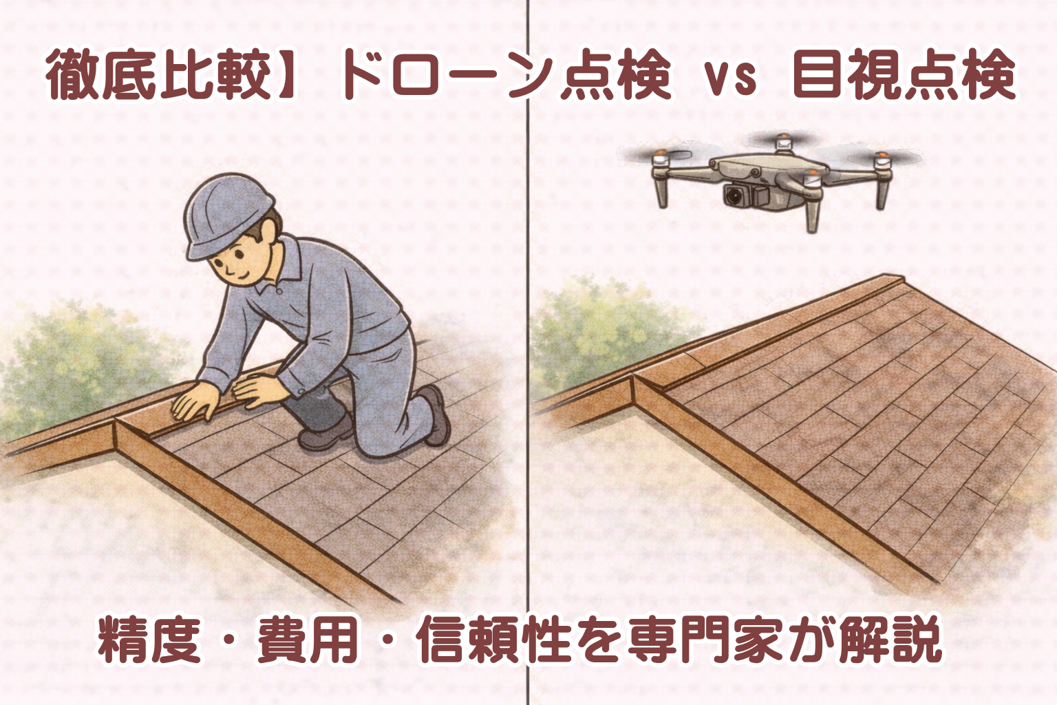 ドローン点検と目視点検の比較