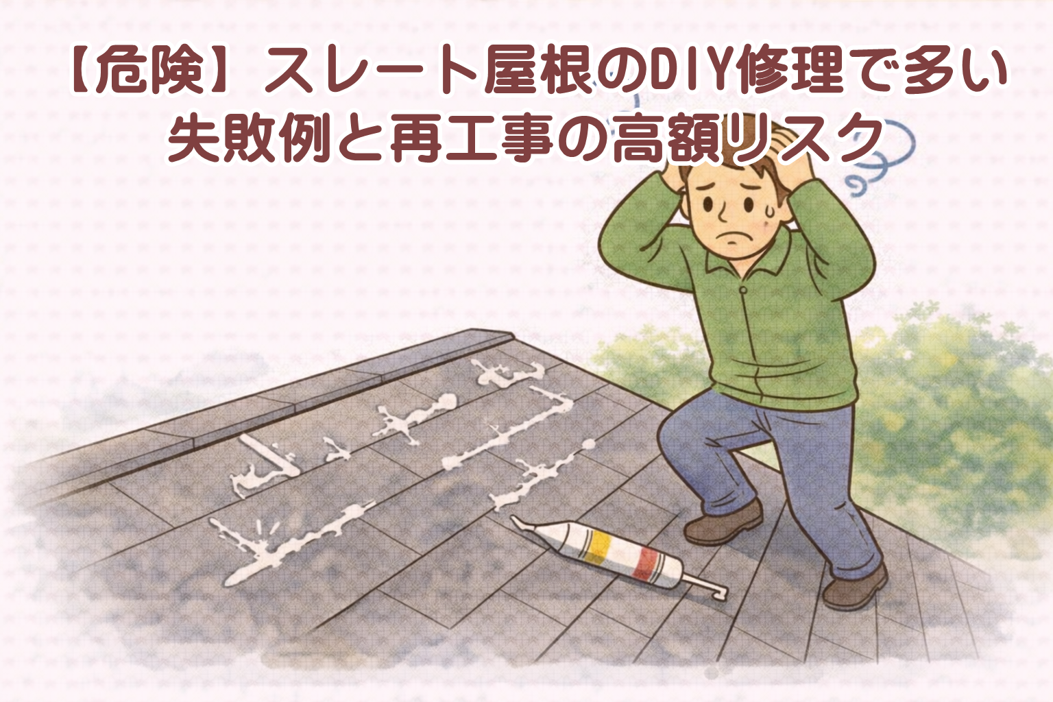 スレート屋根のDIY修理で失敗しやすいイメージ
