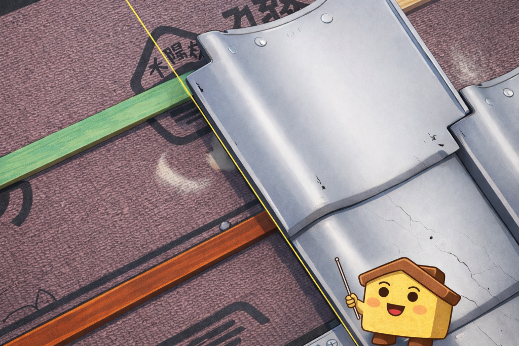 釘や金具で固定する防災瓦工法の瓦屋根構造