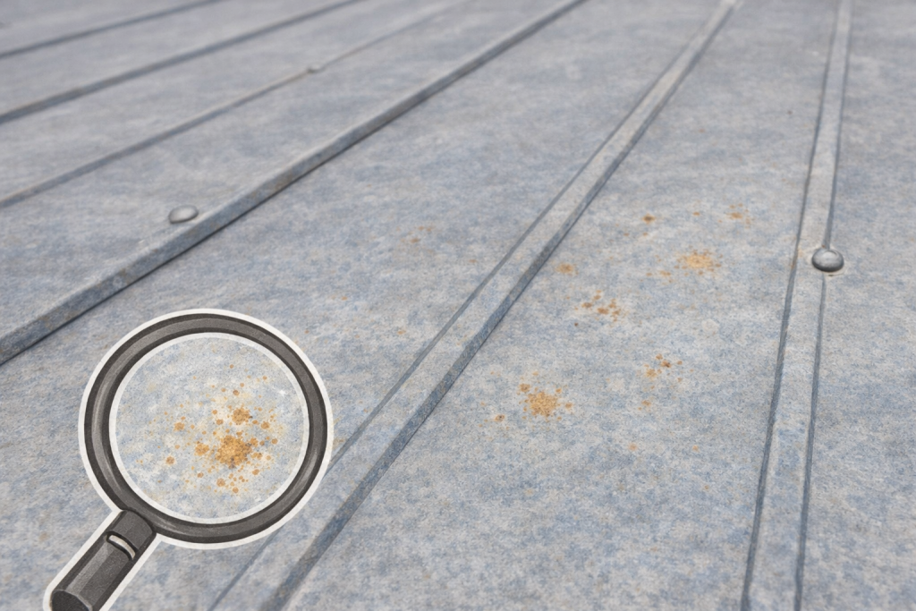 金属屋根の表面にうっすら出る初期段階のサビの状態