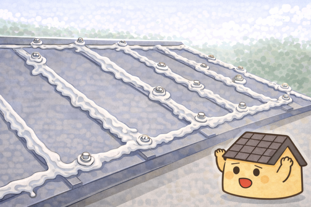 逆効果になりやすい金属屋根の過剰なコーキング施工例