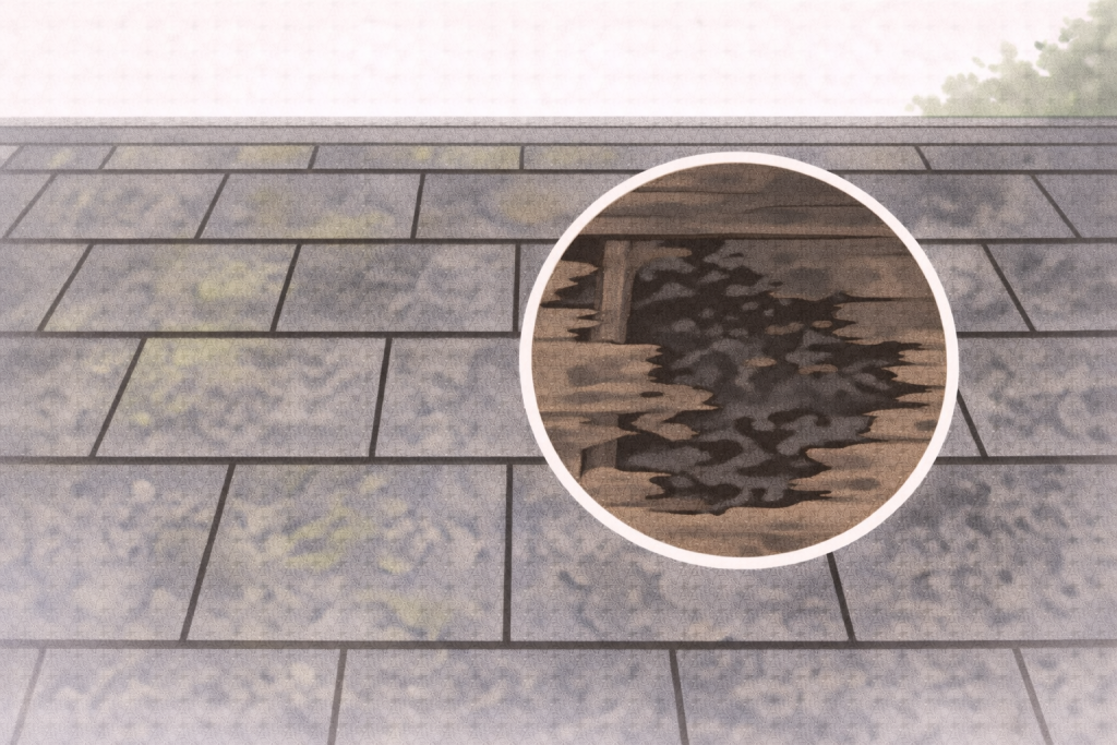 見た目がきれいでも内部劣化が進んでいる可能性を示すイメージ
