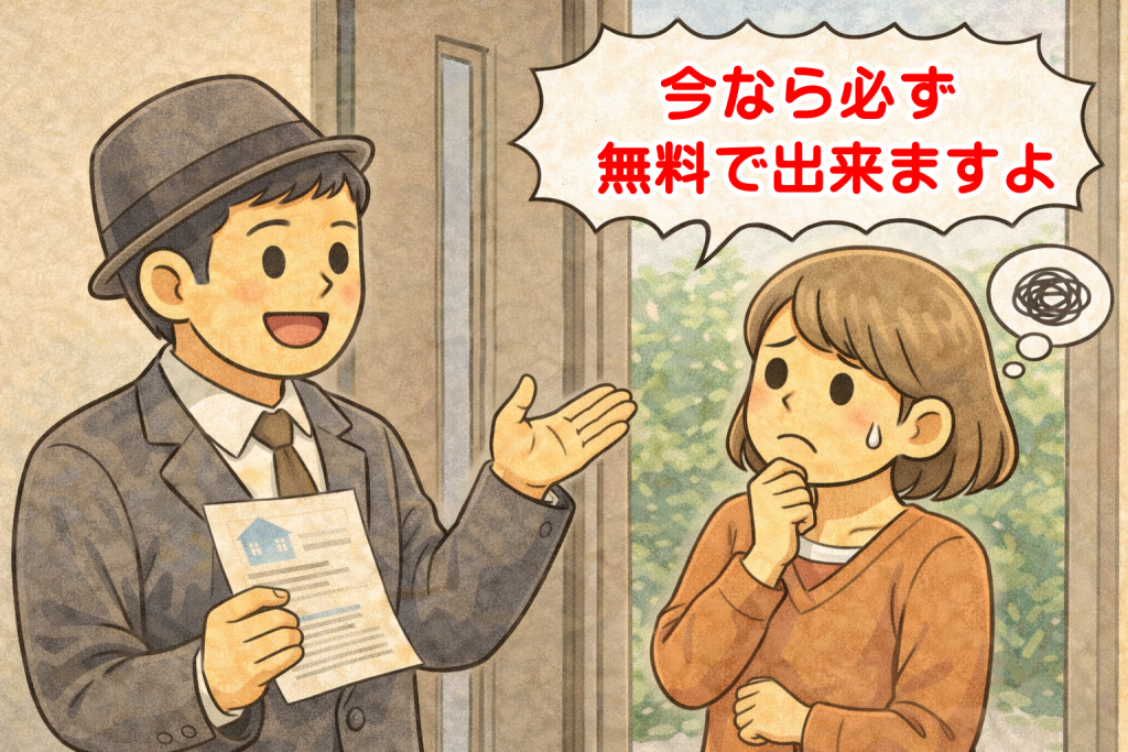 火災保険を使った無料修理を強調する営業への注意喚起