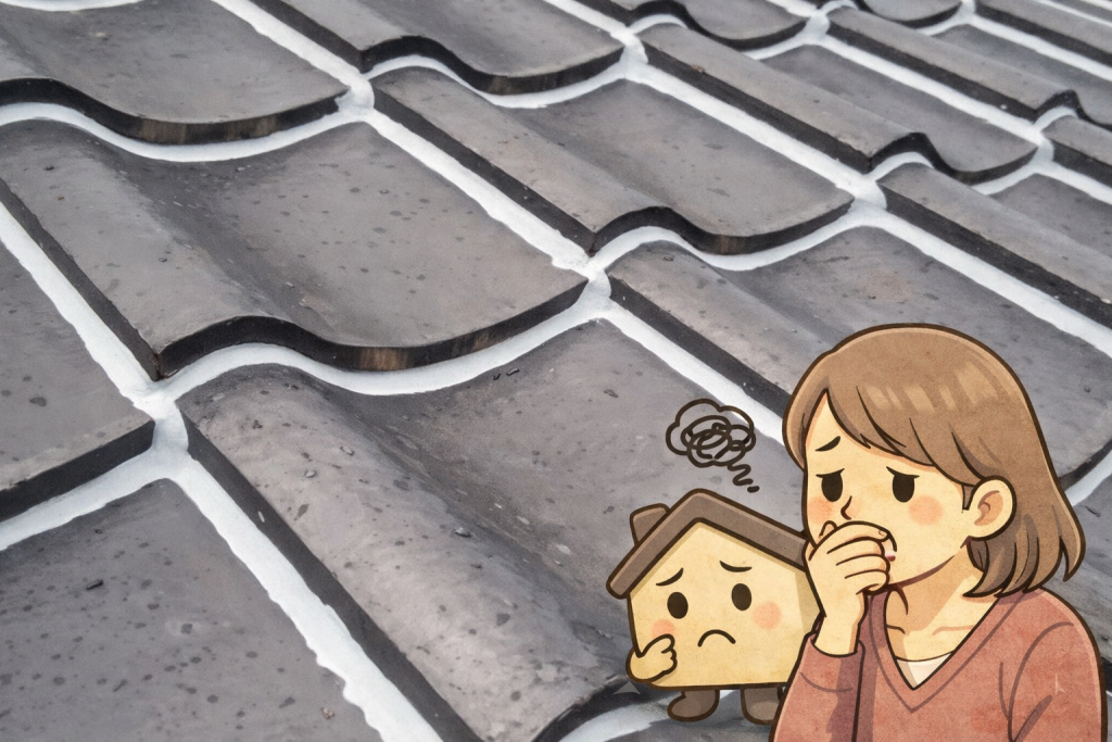 ラバーロック工法の失敗で下地に水が回る瓦屋根のトラブル例