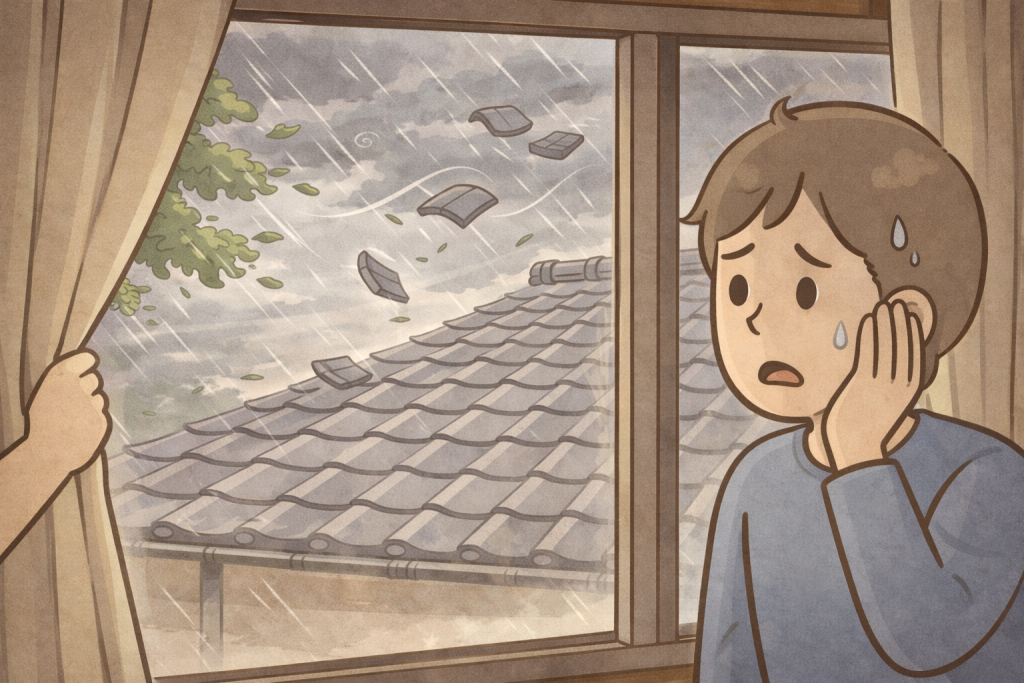台風や地震後に発生した瓦屋根のズレ