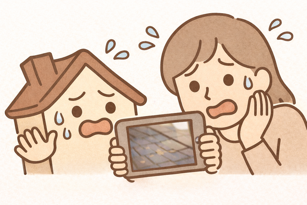 屋根の写真だけで不安になる様子