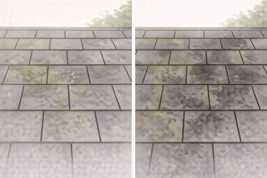 単なる汚れと劣化が進行した状態の違いを比較したイメージ
