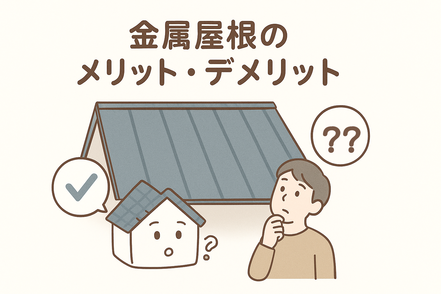 金属屋根のメリットとデメリットを説明するアイキャッチ画像