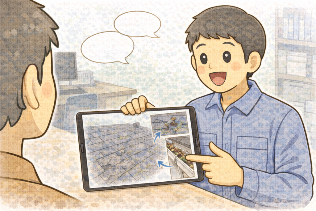 写真を使った屋根状態の説明