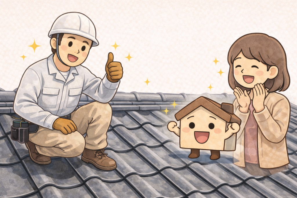瓦屋根修理後に安心して暮らせる状態のイメージ