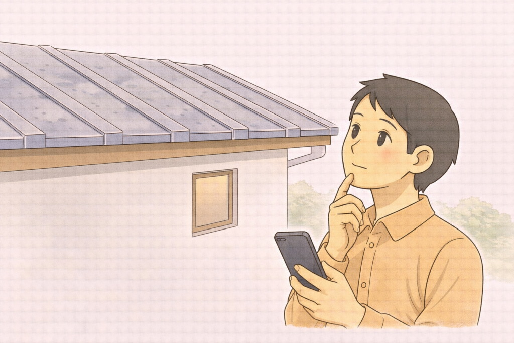 金属屋根の状態に迷い写真診断を利用している様子