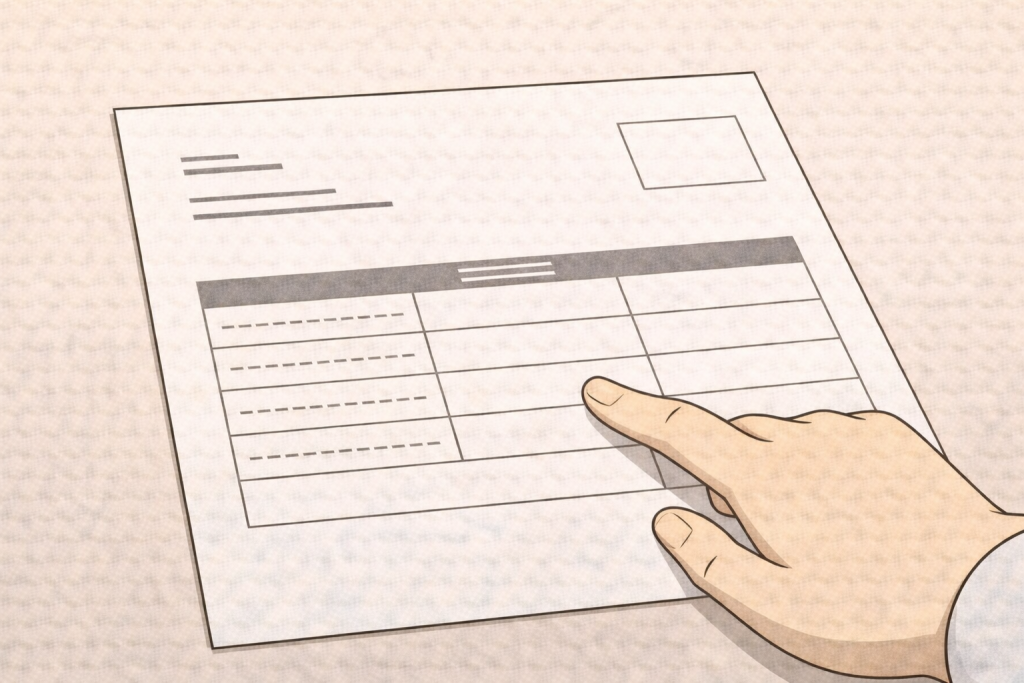 工事内容が具体的に書かれた見積書を確認している様子