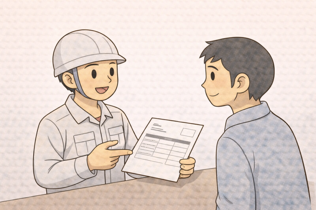 追加工事が出る条件を事前に説明されている様子