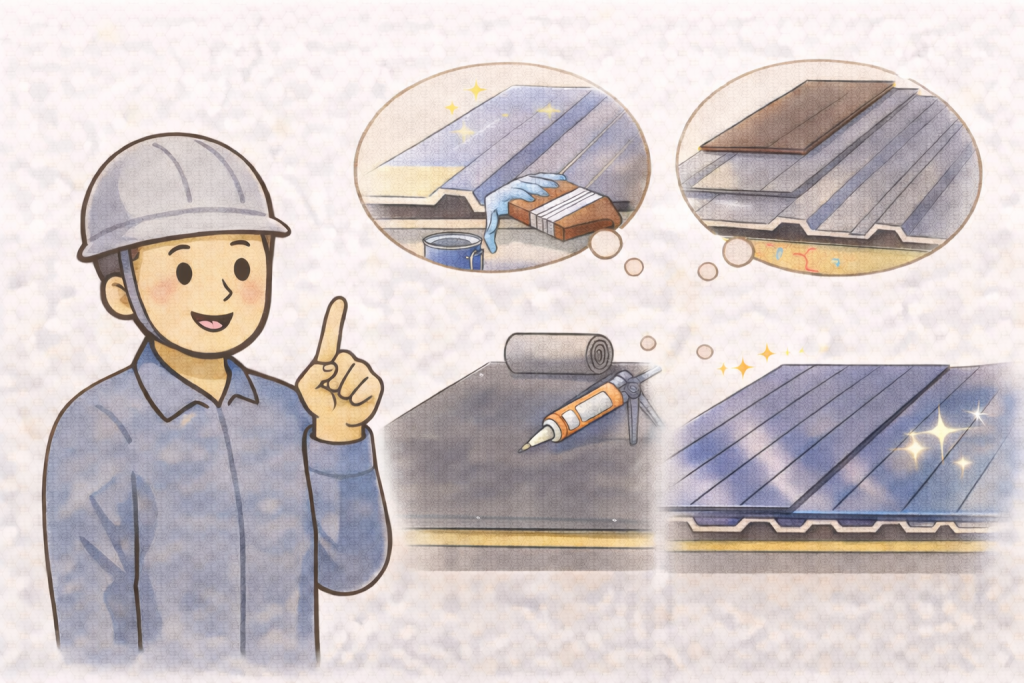 金属屋根の工事方法ごとの費用と耐久性を比較したイメージ