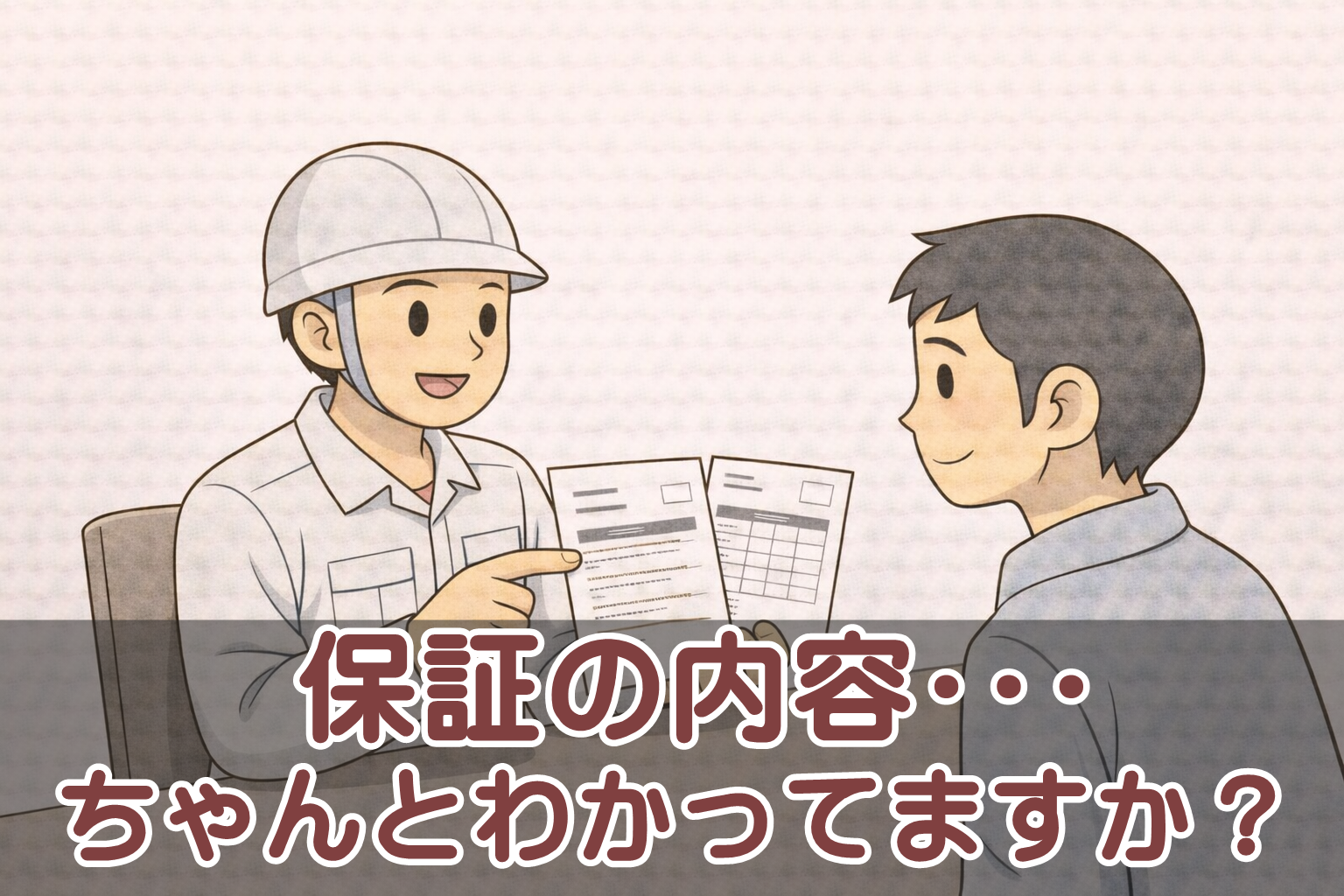 金属屋根工事の保証内容について説明を受けている様子